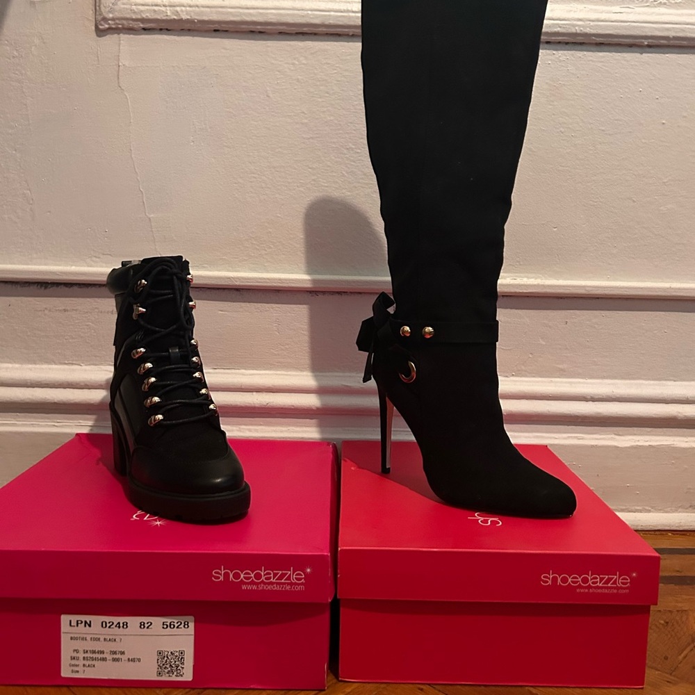 Shoe Dazzle Black Heeled Boots